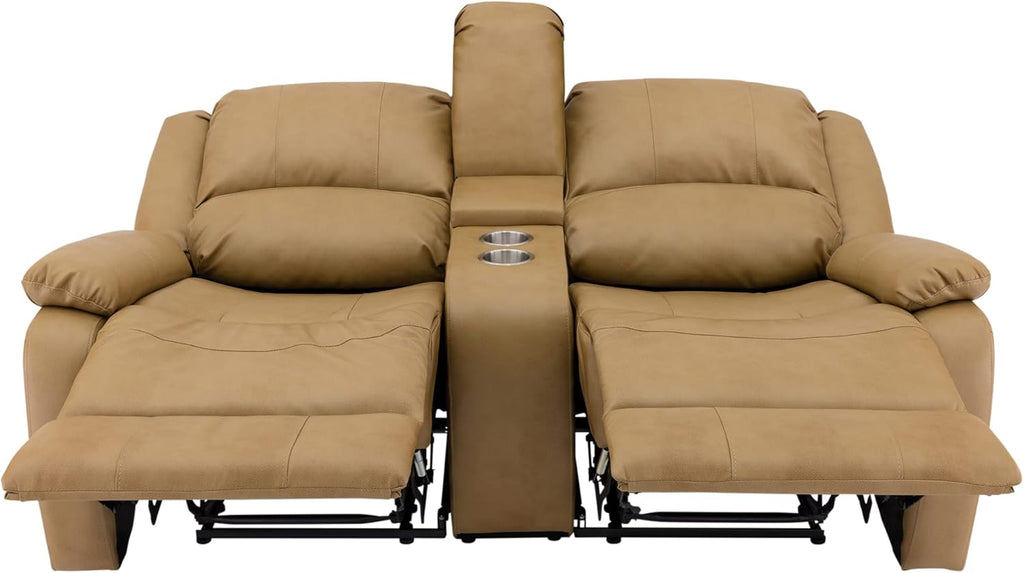 RecPro Charles 67" Double Recliner RV Sofa | Zero Wall Loveseat for Camper | Wall Hugger Couch | Fifth Wheel Theater Seating | Upgraded 2023 Fabric (Toffee)