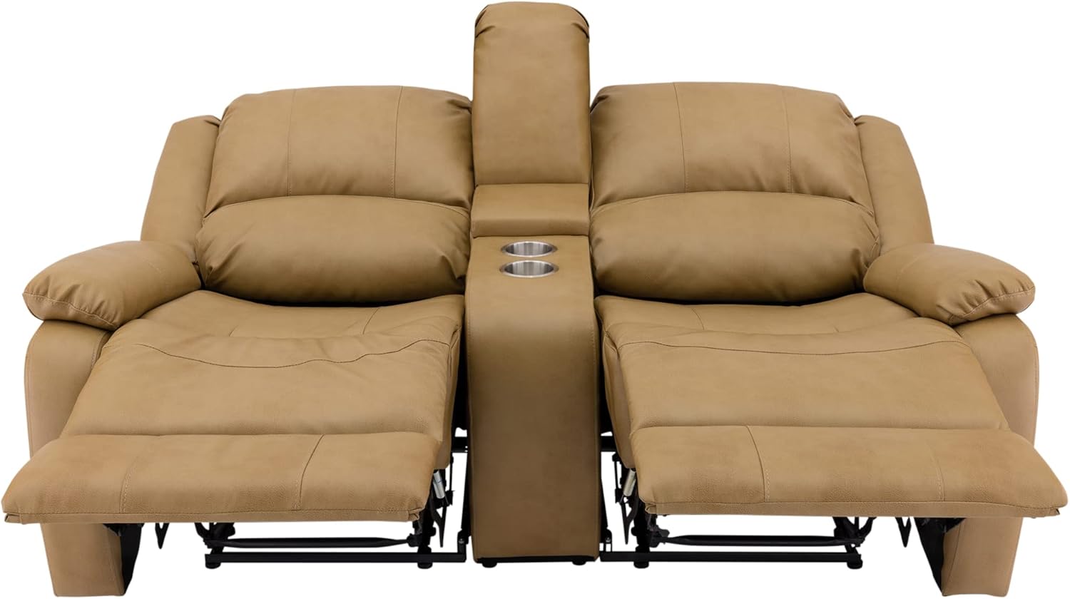 RecPro Charles 67" Double Recliner RV Sofa | Zero Wall Loveseat for Camper | Wall Hugger Couch | Fifth Wheel Theater Seating | Upgraded 2023 Fabric (Toffee)