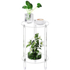 Clear Round Acrylic Side Table for Small Spaces, 11.81" L x 11.81" W x 24.6" H, 3 Tier Small Modern Drink End Table Nightstand, Minimalist Bedside Table for Living Room, Bedroom, Bathroom