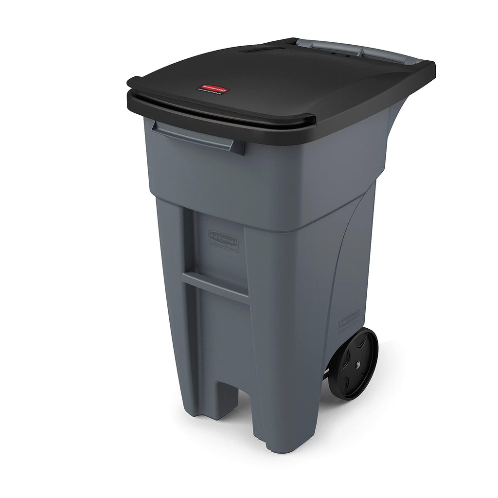 Rubbermaid Commercial Products BRUTE Rollout Heavy-Duty Wheeled Recycling Can/Bin, 50-Gallon, Blue Recycling, for Restaurants/Hospitals/Offices/Warehouses/Garage