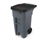 Rubbermaid Commercial Products BRUTE Rollout Heavy-Duty Wheeled Recycling Can/Bin, 50-Gallon, Blue Recycling, for Restaurants/Hospitals/Offices/Warehouses/Garage
