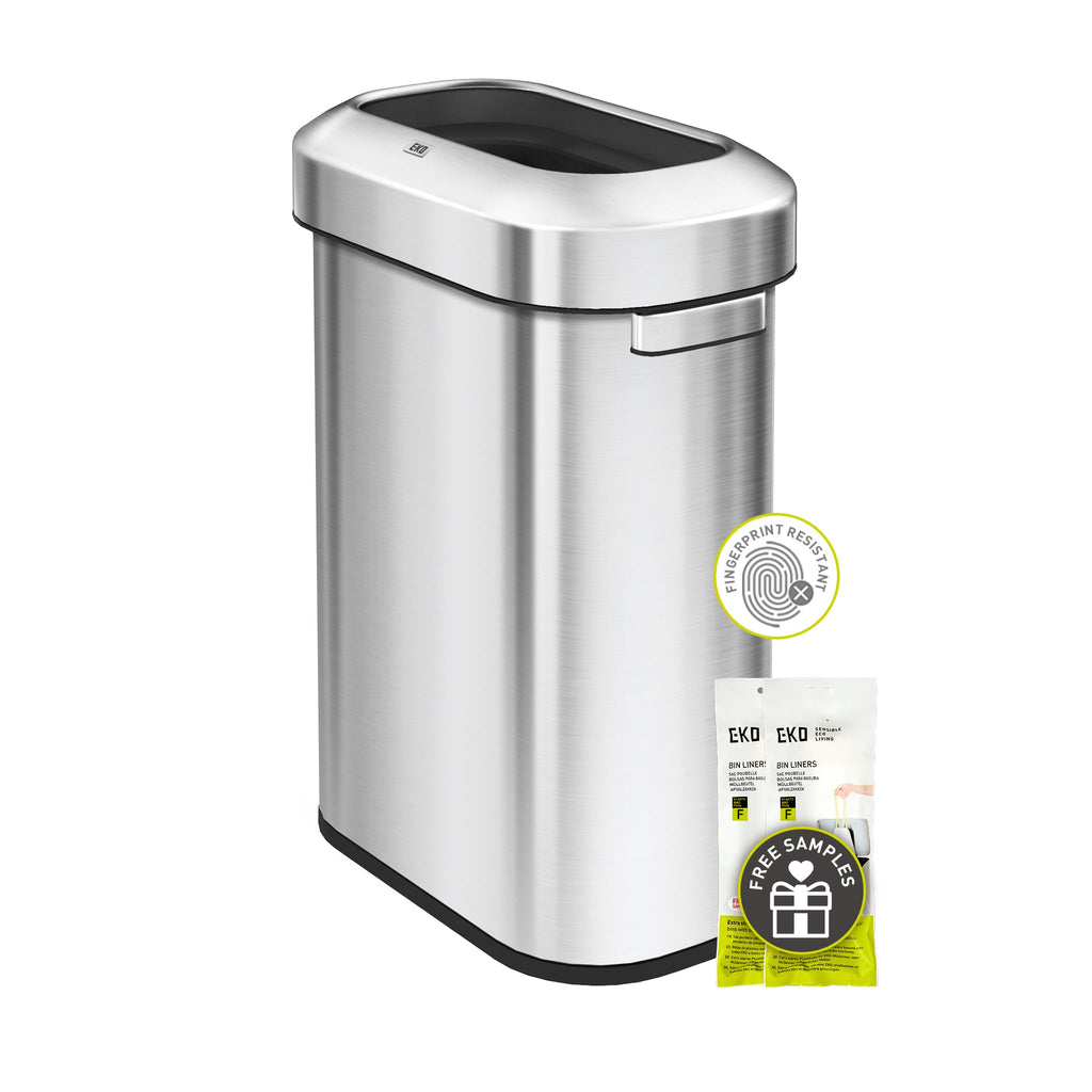 EKO Urban 24 Gallon Round Stainless Steel Open Top Waste Bin, Tall Commercial Trash Can for Indoor/Outdoor, Extra Large Metal Garbage Bin for Office, Restaurant, Restroom, 90L