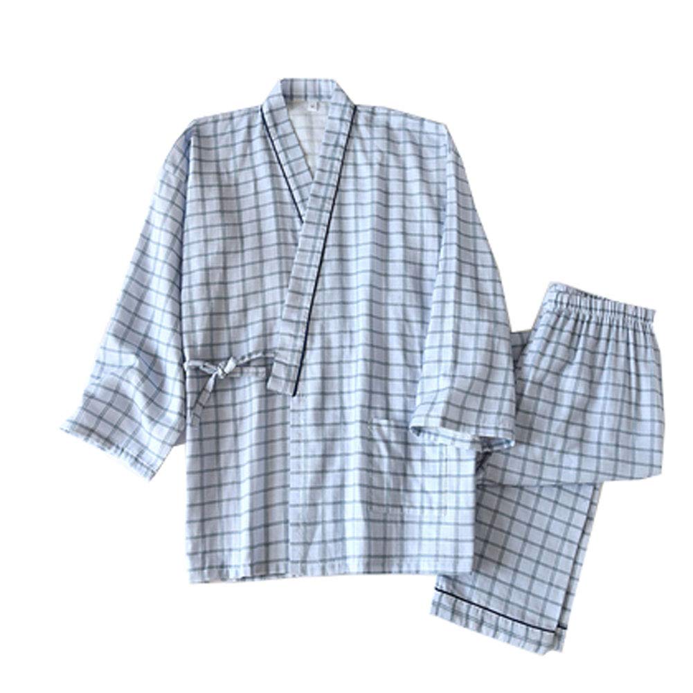 Men's Japanese Kimono Cotton Pajamas Suit