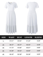 پیراهن‌های سایز بزرگ LARACE برای زنان، تابستانی، کژوال، آستین کوتاه، پیراهن بلند و روان، ماکسی ساحلی با جیب، سایز L-5XL (سفید 2X)