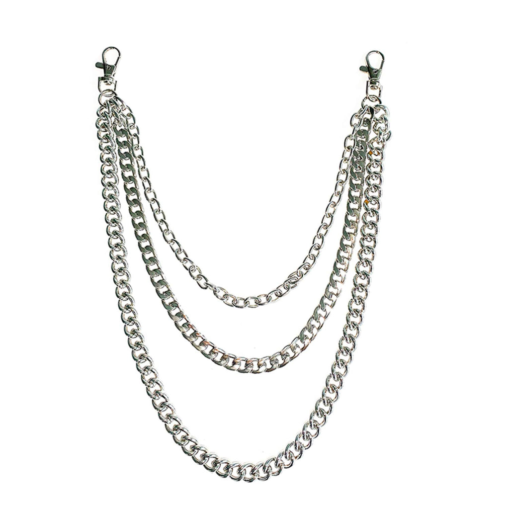 Łańcuch do spodni Lainrrew, łańcuch do spodni, pasek łańcuchowy, łańcuch do portfela, łańcuch do kieszeni, łańcuch do dżinsów hip-hop punk, łańcuch do kluczy, gotyckie akcesoria dla Eboy Egirl kobiet i mężczyzn (srebrny)
