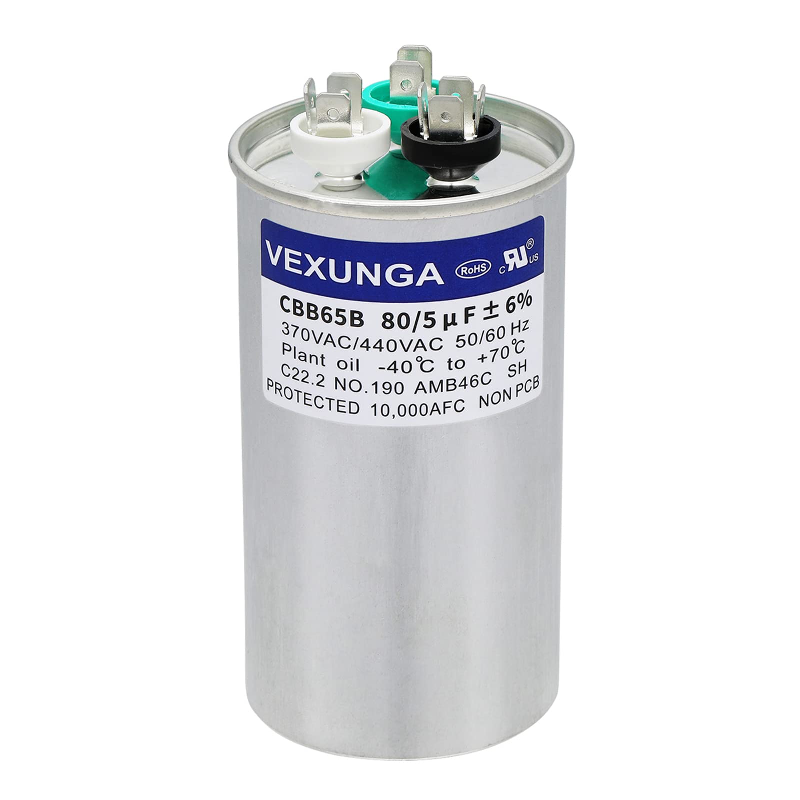 45/5 uF 45+5 MFD 370V or 440V Dual Run Start Round A/C Capacitor 45 5 uF 370 440 Volt VAC CBB65B Air Conditioner Capacitors for AC Unit Fan Motor Start or Heat Pump or Condenser Straight Cool