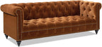 Jennifer Taylor Home Alto 88" Performance Velvet Tufted Chesterfield Sofa in Burnt Orange