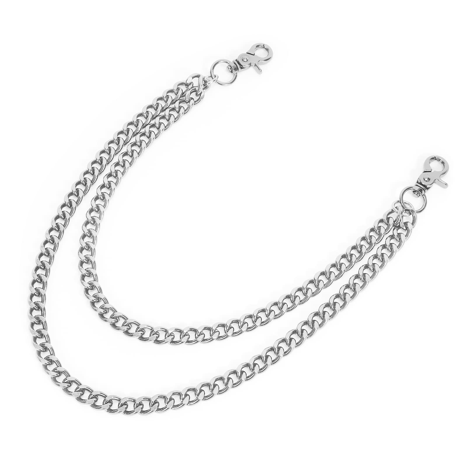 WERFORU Men Women Heavy Duty Wallet Chain Hip Hop Punk Jeans Chain Biker Motorcycle Keychain, Silver