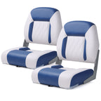 Premium Marine A Pair of Low Back Folding Boat Seat, Fishing Marine Seats with Stainless Steel Screws, Charcoal/Black(2 Seats)