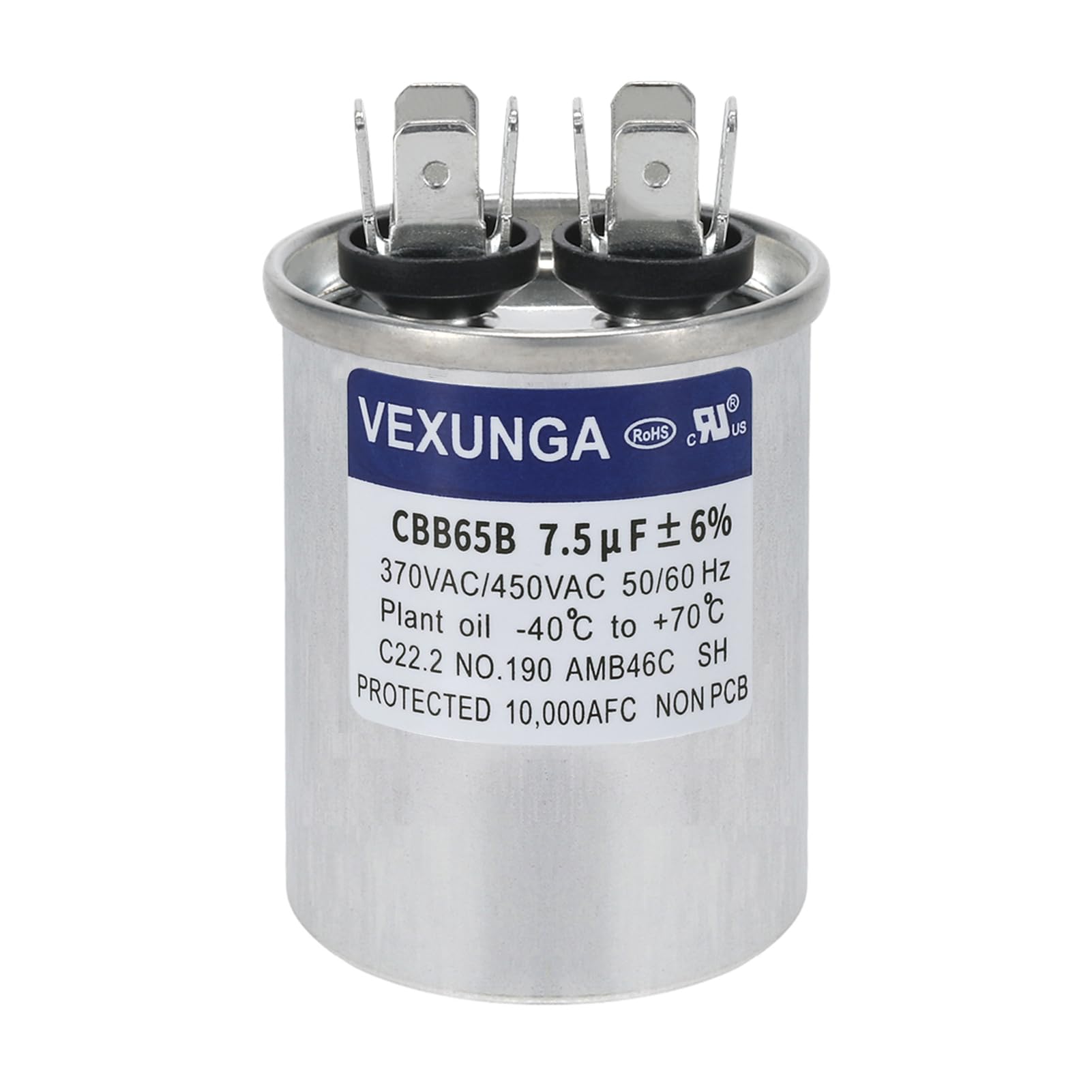45/5 uF 45+5 MFD 370V or 440V Dual Run Start Round A/C Capacitor 45 5 uF 370 440 Volt VAC CBB65B Air Conditioner Capacitors for AC Unit Fan Motor Start or Heat Pump or Condenser Straight Cool
