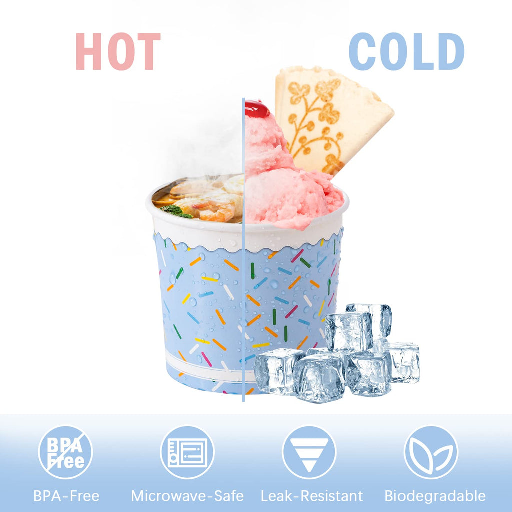 Kubeczki do lodów Lamosi - 100 sztuk - 9 oz jednorazowe papierowe miseczki do lodów sundae, akcesoria imprezowe, pojemniki na jedzenie na deser, przekąskę, mrożony jogurt, zupę