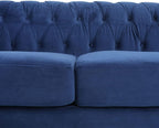 LEVNARY Three-Seat Velvet Sofa, Large Sofa Classic Tufted Chesterfield Settee Modern 3 Seater Couch Furniture Tufted Back for Living Room, Blue