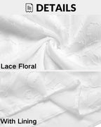 پیراهن سفید سایز بزرگ برای زنان با فرم بدن پر ۲۰۲۵ ماکسی پیچیده یقه هفت آستین پرچین گیپور گلدار تابستانی بلند با کمربند