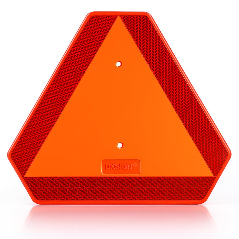 Slow Moving Vehicle Safety Sign,Slow Moving Vehicle Triangle Sign,Plastic 14"x16" Engineering Grade Reflective for Golf Cart (Plastic)
