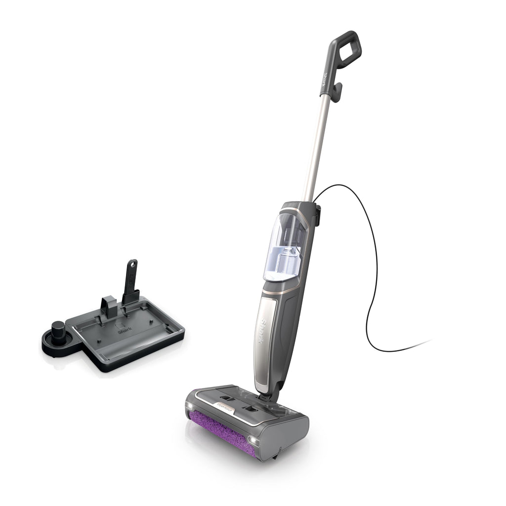 Shark Steam & Scrub Steam Mop, All-in-One Scrubbing and Sanitizing Hard Floor Cleaner, LED Headlights, 4 Dirt Grip Soft Scrub Pads Included, XL Water Tank, Swivel Steering, Hawaiian Grey, S8001