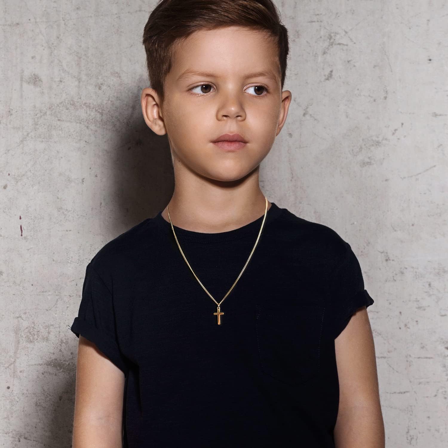 Joxevyia Cross Necklace for 14K Gold Filled Stainless Steel Small Cross Pendant with Cuban Chain Necklace Simple Faith Jewelry Christmas Gift for Men Women 16-24 Inches