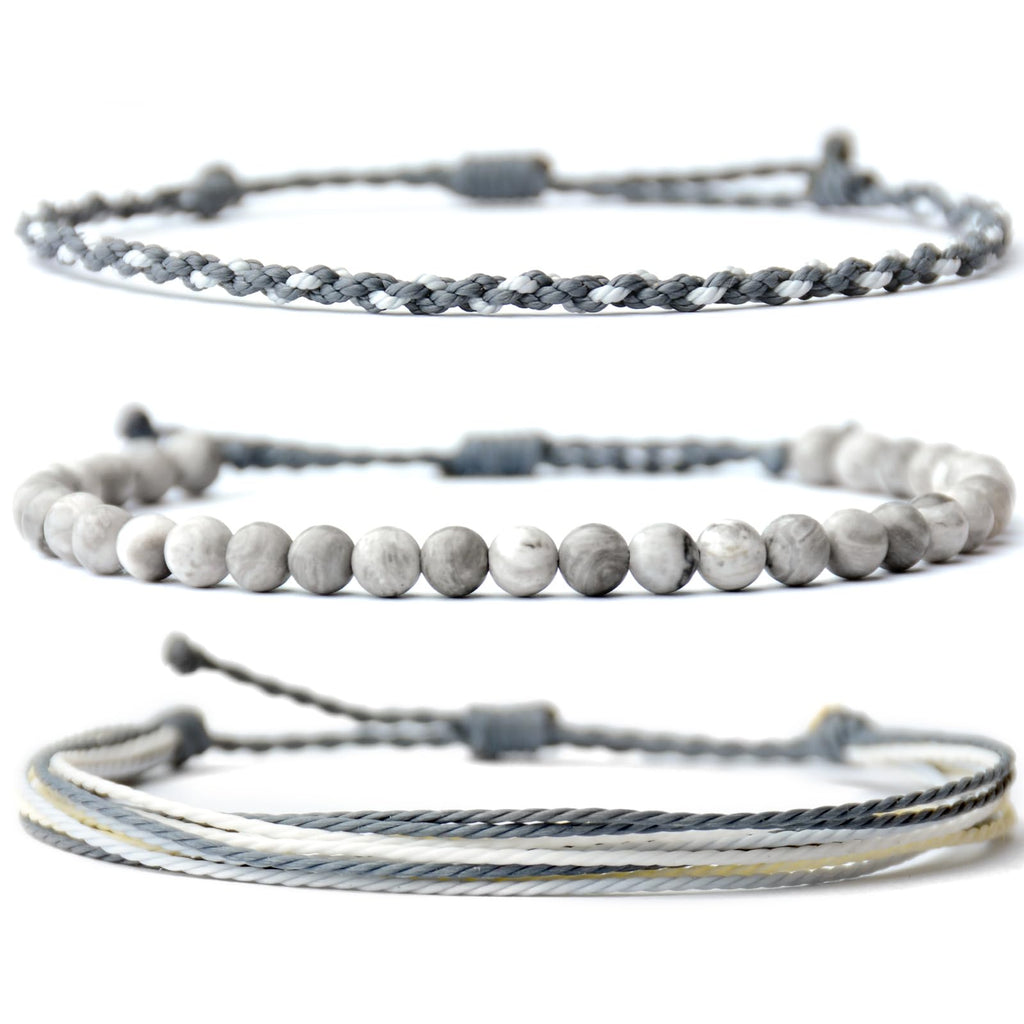 Handmade Natural Stone Beaded Healing Bracelet Gift for Men Adjustable Rope String Bracelet (Lava Rock, Adjustable)