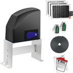 TOPENS DKC500S Solar Sliding Gate Opener Chain Drive Automatic Gate Motor for Heavy Driveway Slide Gates Up to 1300 Pounds, Electric Gate Operator Battery Powered with Solar Panel Remote Control Kit