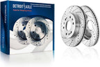Detroit Axle - Front Brake Kit for Chevy GMC Silverado Sierra Suburban Express Savana 1500 Tahoe Yukon XL Escalade ESV EXT XTS Drilled & Slotted Brake Rotors Ceramic Brakes Pads : 12.99'' inch Rotor