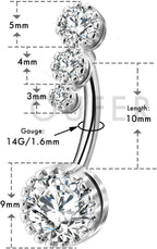 OUFER 3PCS Belly Button Rings, Clear CZ 316L Surgical Steel 14G Belly Rings Dangle Navel Rings Belly Rings Belly Piercing Jewelry