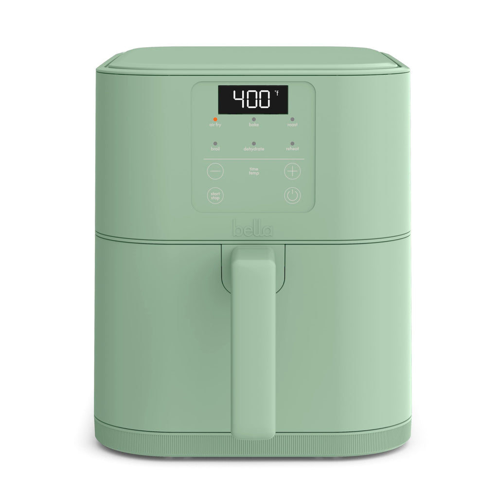 bella 4Qt Slim Air Fryer, Fits-anywhere™ Kitchenware, EverGood™ Ceramic Nonstick Coating, Adjustable Temperature, 6 Preset Cooking Options, 60 Min Auto Shutoff w Audible Tone, 3.3lb Capacity, Blossom