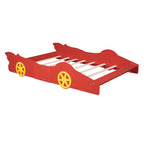 Full Size Race Car Bed for Boys, Wood Low Platform Bed Frame with Support Slats, Full Beds in Race Car-Shaped for Kids Teens, Red