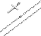 Fiusem Silver Tone Cross Necklace for Men, Mens Cross Necklaces with 3.5mm Chain and Stainless Steel Pendant, Cuban Chain 16-24 Inches