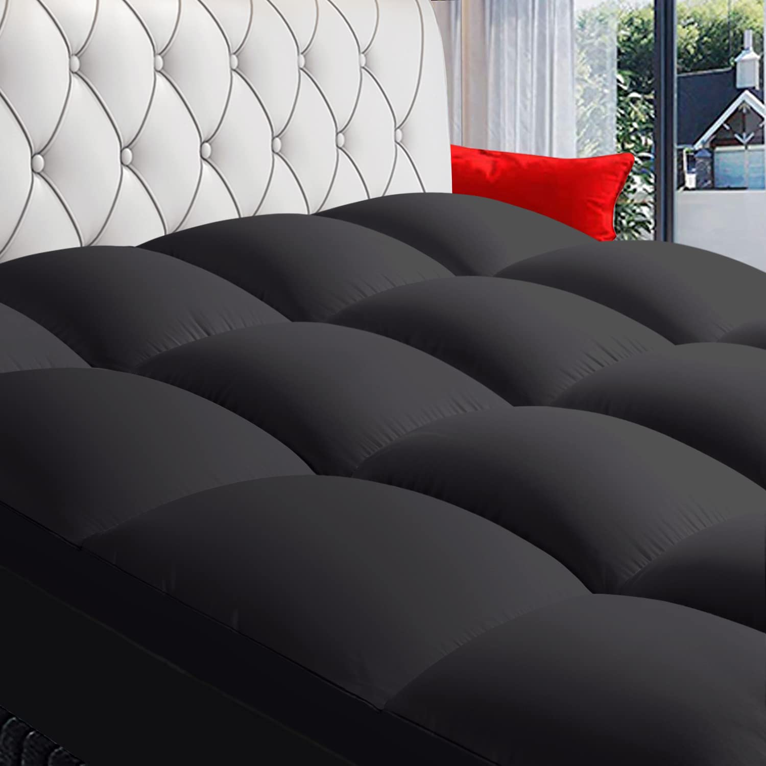 COONP Queen Mattress Topper, Extra Thick Pillowtop, Cooling and Plush Mattress Pad Cover Cotton Top Bed Topper Protector with 8-21 Inch Deep Pocket
