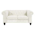 Naomi Home Emery Chesterfield Sofa with Rolled Arms, Tufted Cushions / 3 Seater Sectional Sofa Couch for Small Spaces, Living Room, Bedroom, Apartment Easy Tool-Free Assembly – Off White