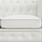 Naomi Home Emery Chesterfield Sofa with Rolled Arms, Tufted Cushions / 3 Seater Sectional Sofa Couch for Small Spaces, Living Room, Bedroom, Apartment Easy Tool-Free Assembly – Off White