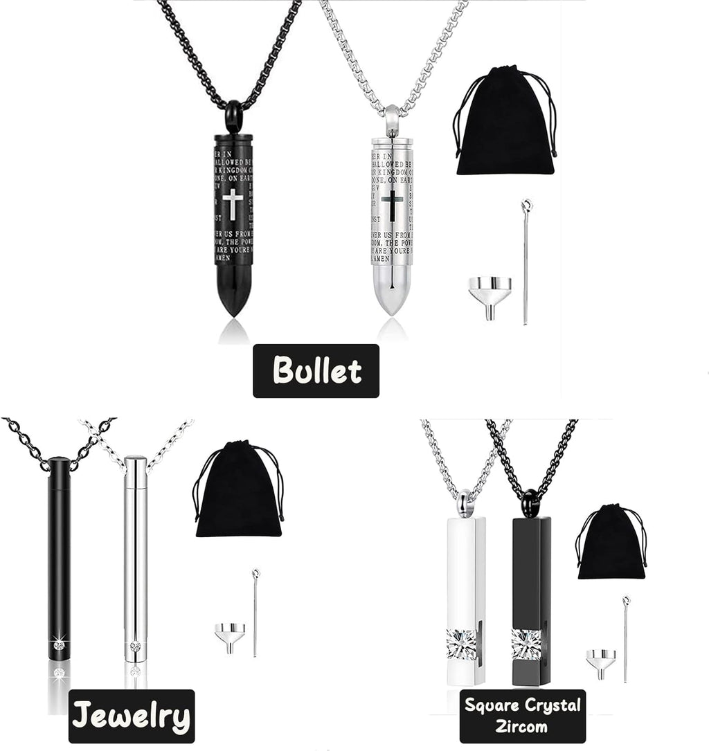 2PCS Urn Necklaces for Ashes, Cremation Necklack for Ashes, Urn Necklaces for Ashes for Women Men, Cremation Jewelry Locket Stainless Steel Keepsake Waterproof Memorial Pend…