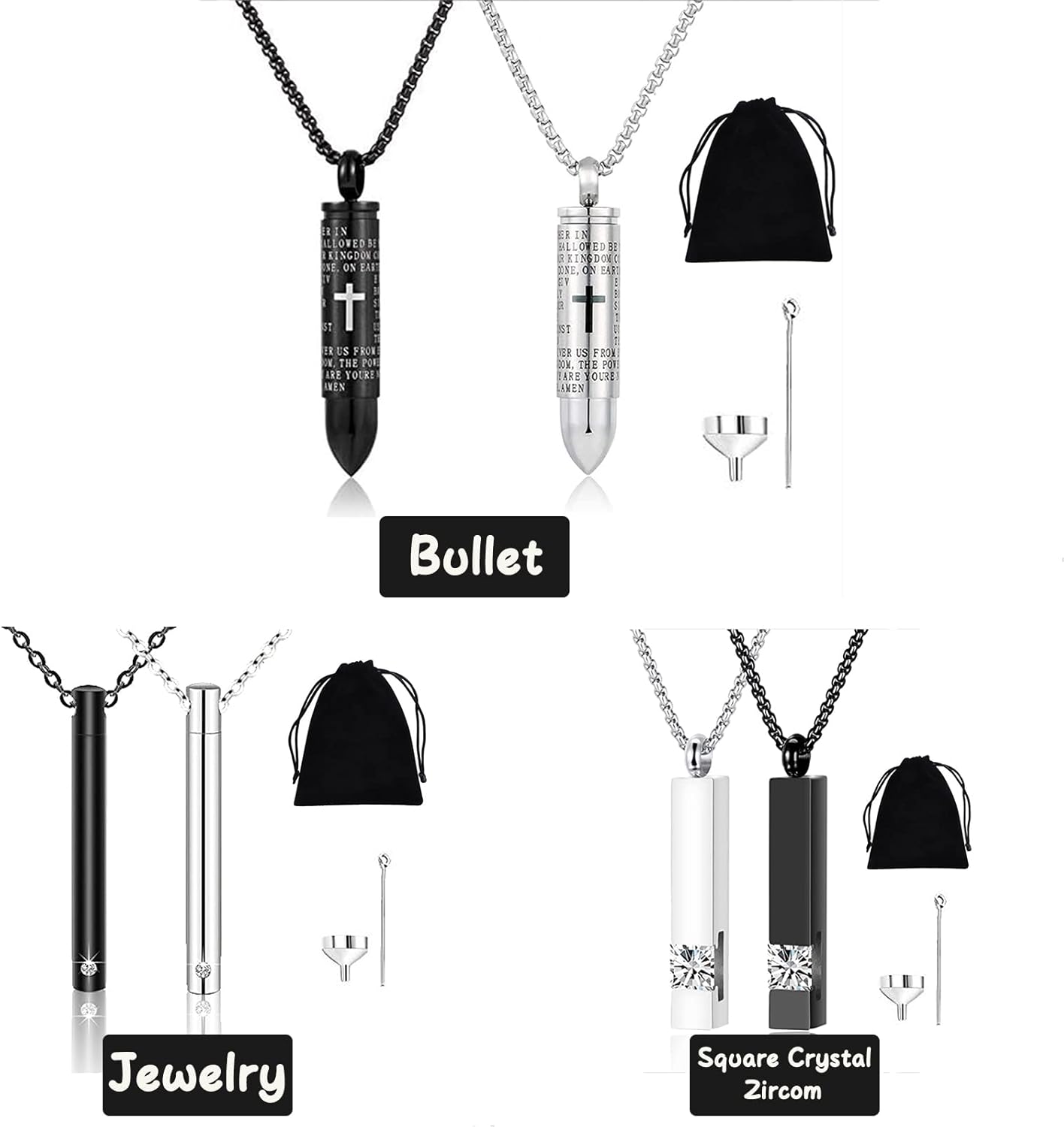 2PCS Urn Necklaces for Ashes, Cremation Necklack for Ashes, Urn Necklaces for Ashes for Women Men, Cremation Jewelry Locket Stainless Steel Keepsake Waterproof Memorial Pend…