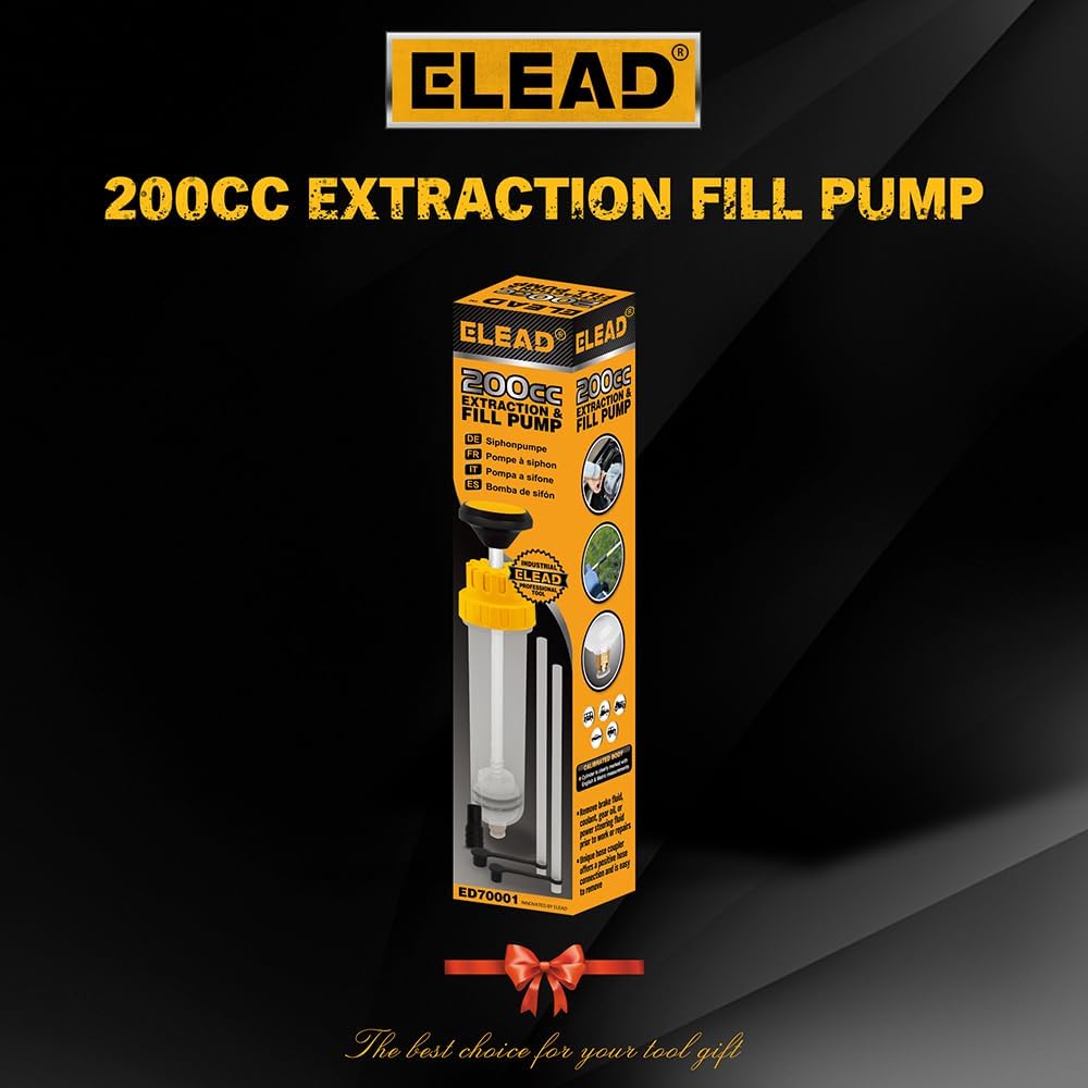 ELEAD 200CC Siphon Pump, Oil Extractor Pump, Oil Pump, Transfer Pump, Fluid Extractor, Fluid Syringe Extractor, Car Vacuum Fuel Transfer, Siphon Pump for Gasoline Hand Cleaner for auto Mechanics