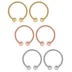 Ruifan 316L Surgical Steel Non-Piercing Fake Faux Clip On Septum Nose Hoop Ring Body Jewelry Piercing Unisex 20 Gauge 5/16"(8mm) 2-6PCS