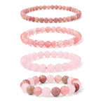 4pcs Beaded Bracelets for Women,Natural Healing Crystal Gemstones Bracelet,Anxiety Stress Relief Bracelet Handmade purple Jewelry Gifts for Women