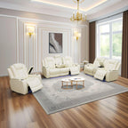 Power Recliner Sofa Set With LED, Leather Furniture Reclining Couch With USB Port/Storage/Cup Holder for Living Room Office Home (Sofa+Loveseat+Chair, Black)