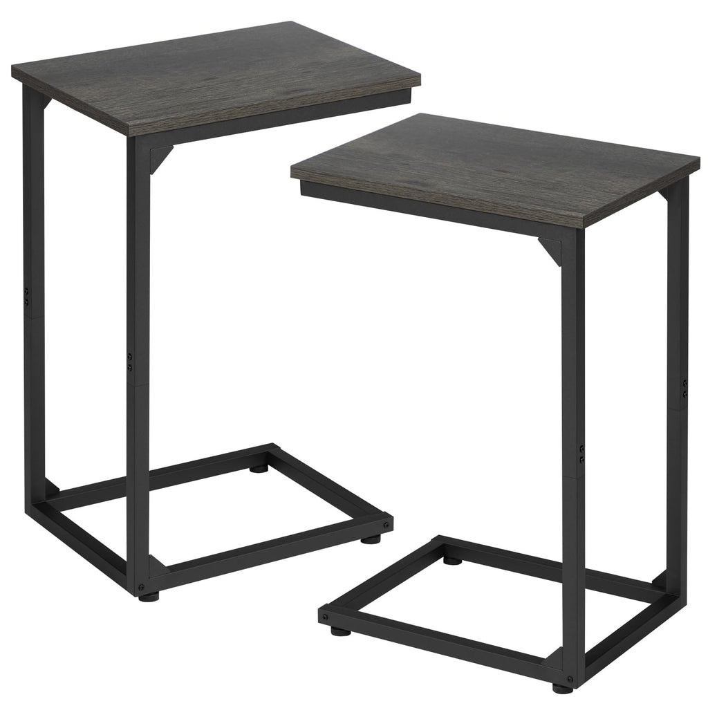 AMHANCIBLE C Shaped End Tables, TV Trays Set of 2 for Living Room, Slide Under Couch Table for Sofa, Bedroom, Small Space, Rustic Brown HET02CBR