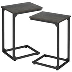 AMHANCIBLE C Shaped End Tables, TV Trays Set of 2 for Living Room, Slide Under Couch Table for Sofa, Bedroom, Small Space, Rustic Brown HET02CBR