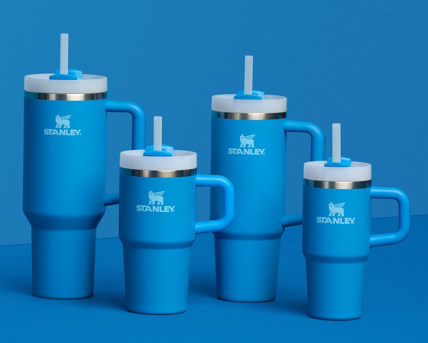 STANLEY Quencher H2.0 Tumbler with Handle and Straw 14 oz | Flowstate 3-Position Lid | Cup Holder Compatible for Travel | Insulated Stainless Steel Cup | BPA-Free | Azure