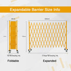 GYMTIME Expandable Barricade, Metal Safety Barrier with Casters, Mobile Folding Security Gate, 11 FT, Adjustable Traffic Temporary Fence for Warehouse Shopping Mall