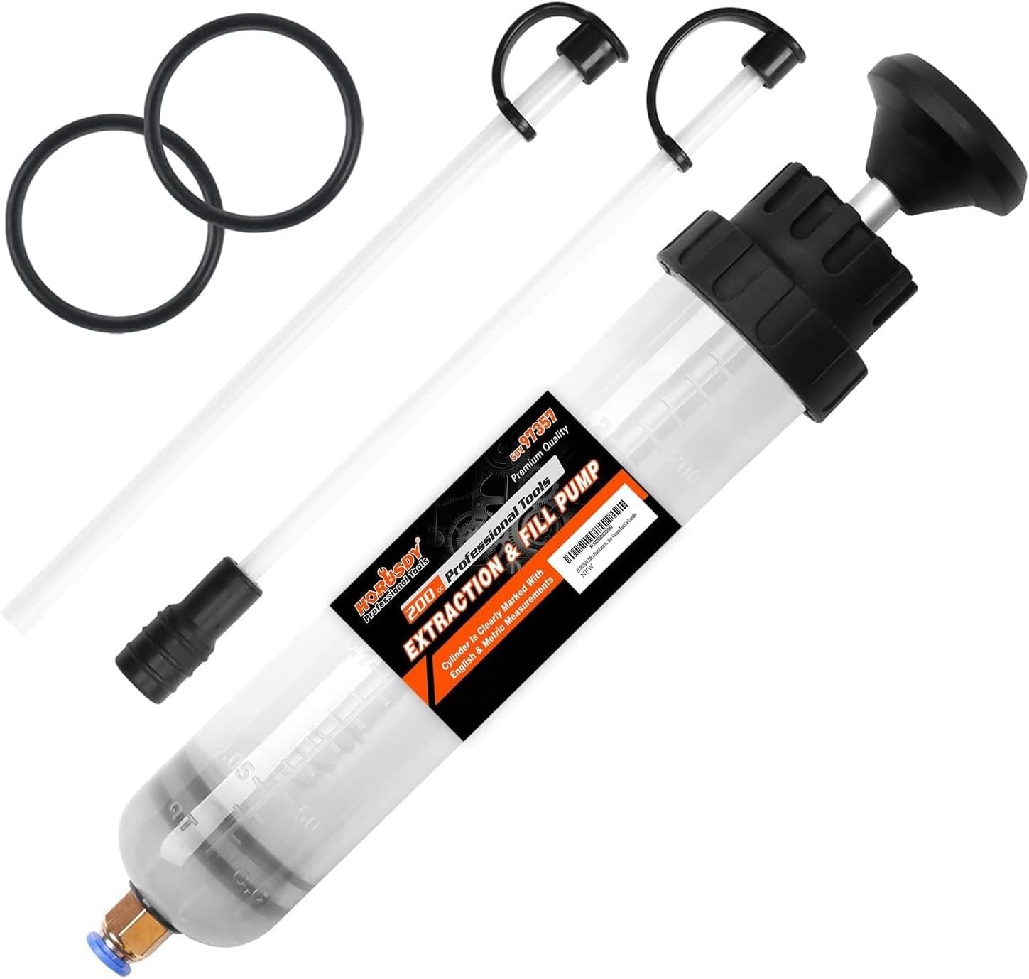 HORUSDY 200cc Fluid Extractor, Oil Extractor/Oil Syringe, Fluid Syringe Pump Manual Suction Vacuum Fuel Car Transfer