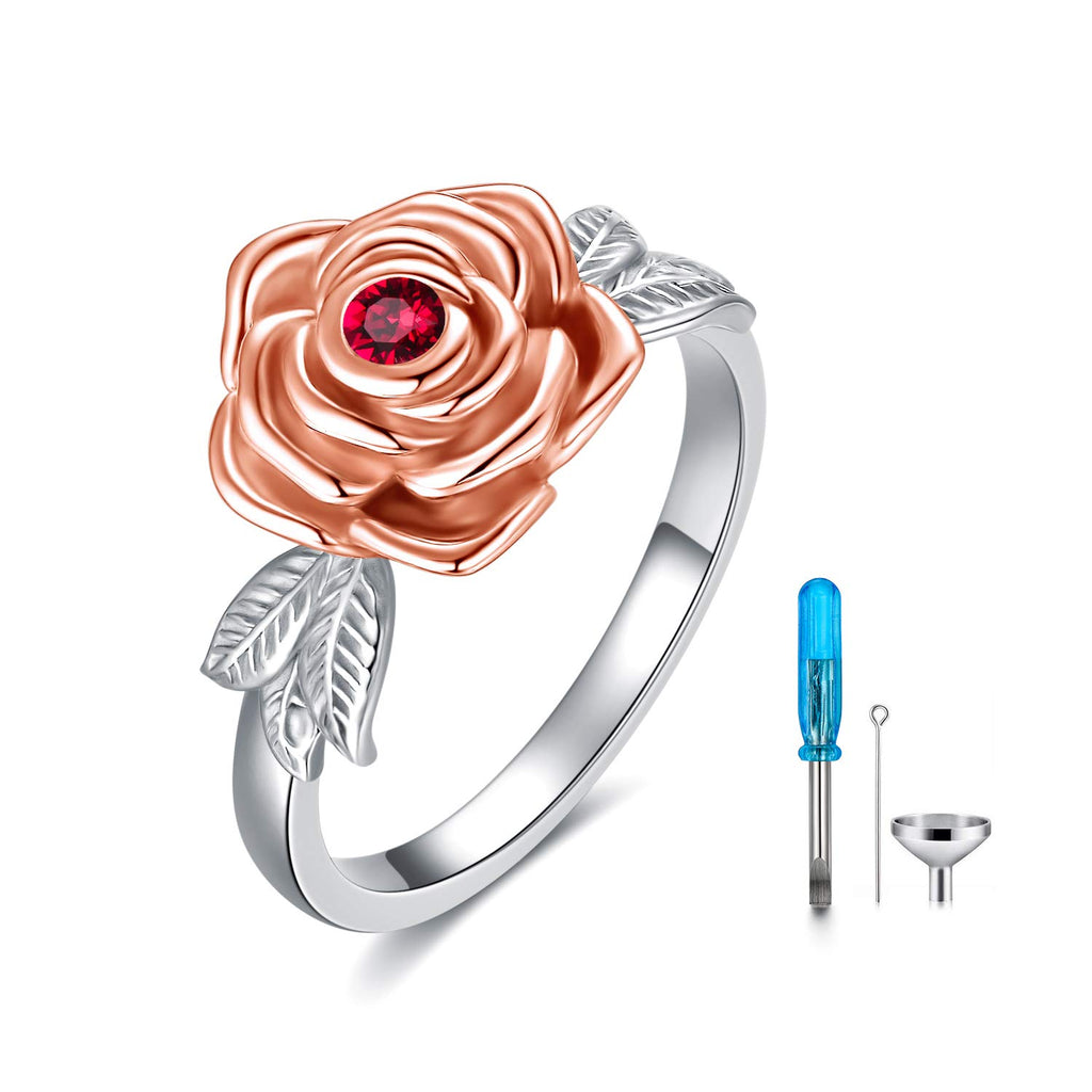 925 Sterling Silver Rose Flower Cremation Urn Ring Holds Loved Ones Ashes Cremation Keepsake Ring Jewelry Embellished with Crystals from Austria