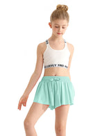 Girls Butterfly Shorts Flowy Shorts with Pocket Aqua Green Kids Butterfly Skirts with Spandex Liner 8-9 Years