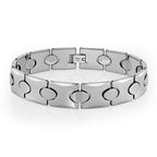 Urban Jewelry Stunning Solid Tungsten Link Bracelet for Men Polished Link, Puzzle, Ceramic Style (Silver, Black, 18K Gold Plated Option)