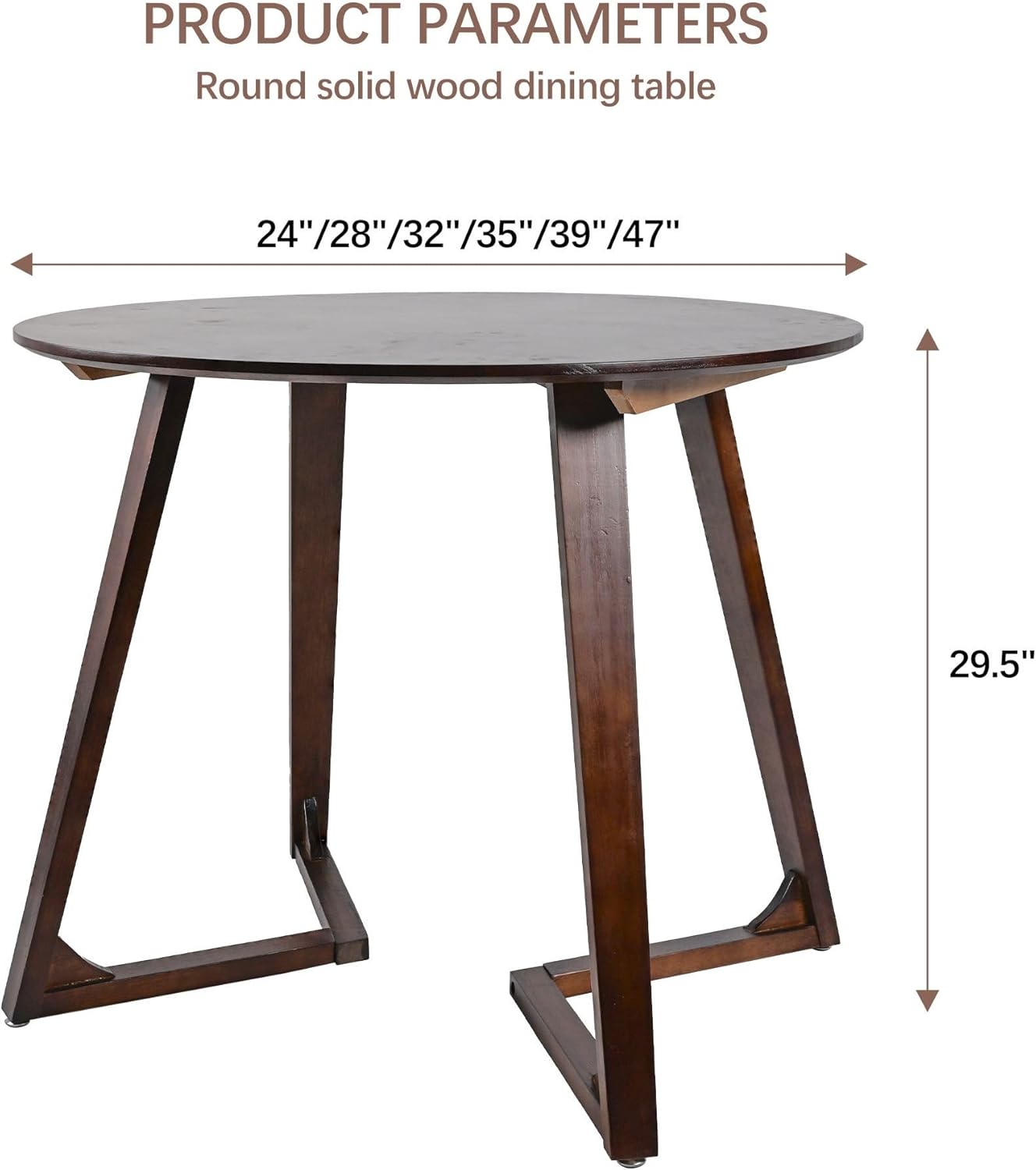 Solid Wood Round Dining Table 35" - Mid Century Modern Style Space Saving Design as Living Room/Dining Room/Kitchen/Meeting/Coffee Table,Easy to Assemble