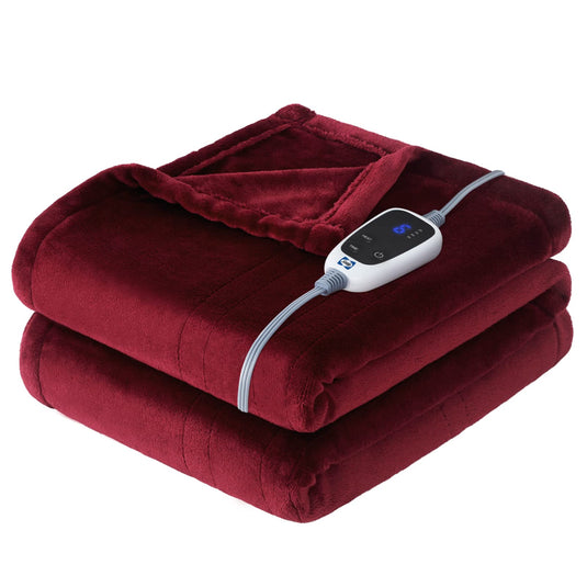 SEALY Electric Blanket Throw, Flannel Heated Blanket with 6 Heat Settings & 2-10 Hours Auto Shut Off, Fast Heating & Machine Washable for Home Office Use, 50x60 Inch, Light Grey