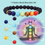 14 Pcs Lava Rock 7 Chakra Energy Oil Diffuser Bracelet Set for Women Men Unisex Elastic 8mm Stone Yoga Beaded Bracelets Jewelry With Lucky Healing