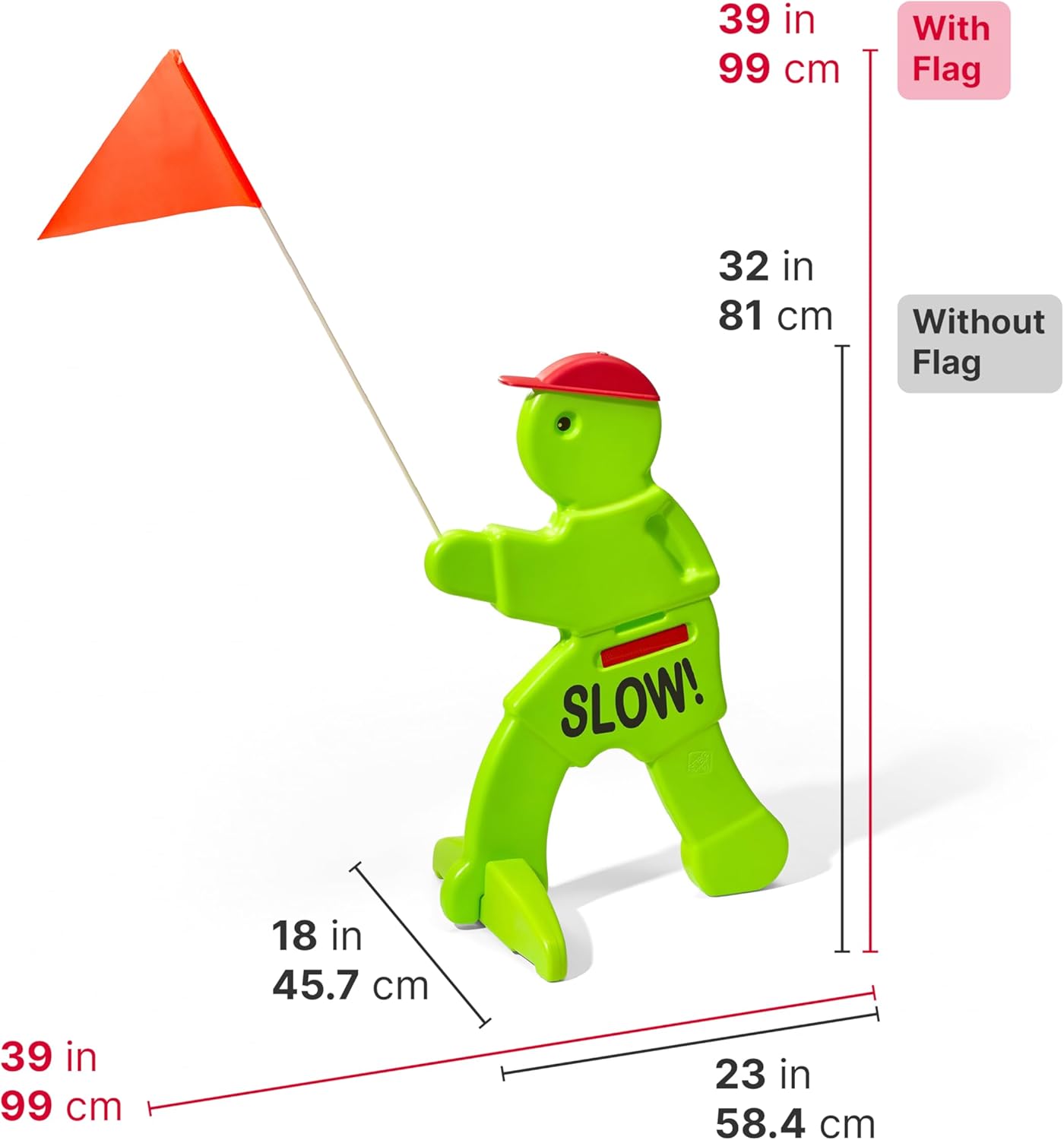 Step2 Kid Alert Street Safety Sign, Kids at Play Signage for Neighborhood Safety, 32-Inch Tall Reflective Caution Sign with Warning Flag