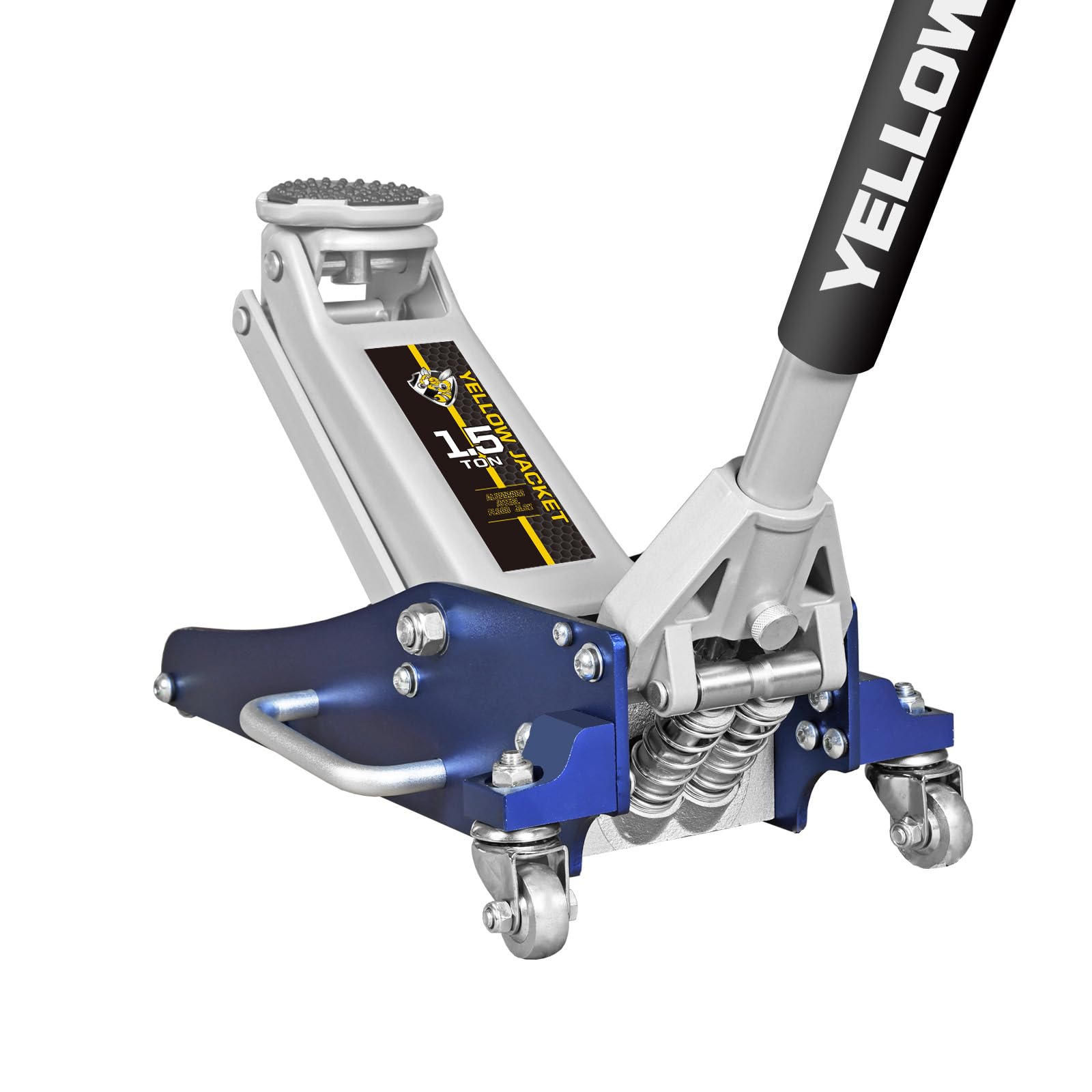 YELLOW JACKET Low Profile Floor Jack with Dual Pumps Quickly Lift Hydraulic Car Jack with Pad, 4 Ton (8,800 lb) Capacity