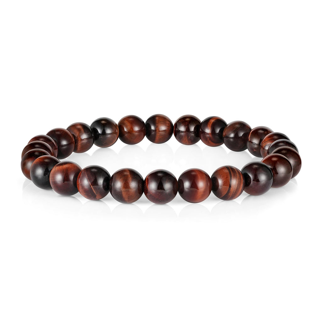M MOOHAM Natural Stone Bracelets for Men - 8mm Tiger Eye, Matte Agate, Lava Rock - Teen Boys Gifts for Birthday, Anniversary, Christmas